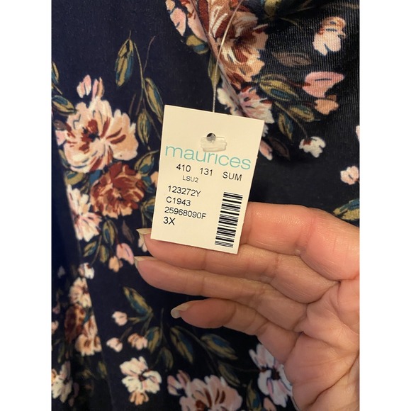 NWT Maurices Sleeveless Blue Floral Knit Dress Pockets Stretch Plus 3X Womens - Picture 5 of 6